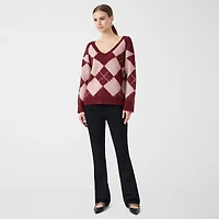 RM Rebecca Minkoff Womens V Neck Long Sleeve Pullover Sweater
