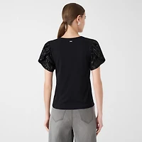 RM Rebecca Minkoff Womens Round Neck Short Sleeve T-Shirt