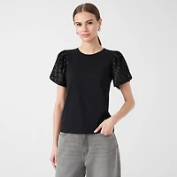 RM Rebecca Minkoff Womens Round Neck Short Sleeve T-Shirt