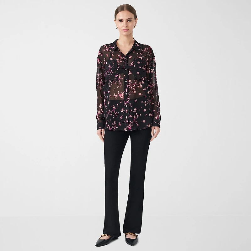 RM Rebecca Minkoff Womens Cuffed Long Sleeve Regular Fit Button-Down Shirt