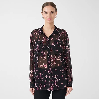 RM Rebecca Minkoff Womens Cuffed Long Sleeve Regular Fit Button-Down Shirt