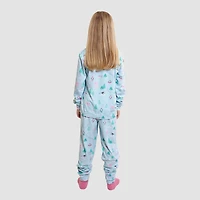 Dream Big Peace Out Little & Kid Girls Velour Crew Neck Long Sleeve 3-pc. Pajama Set