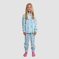 Dream Big Peace Out Little & Kid Girls Velour Crew Neck Long Sleeve 3-pc. Pajama Set