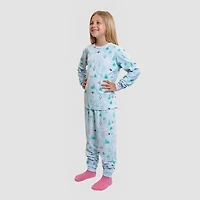 Dream Big Peace Out Little & Kid Girls Velour Crew Neck Long Sleeve 3-pc. Pajama Set