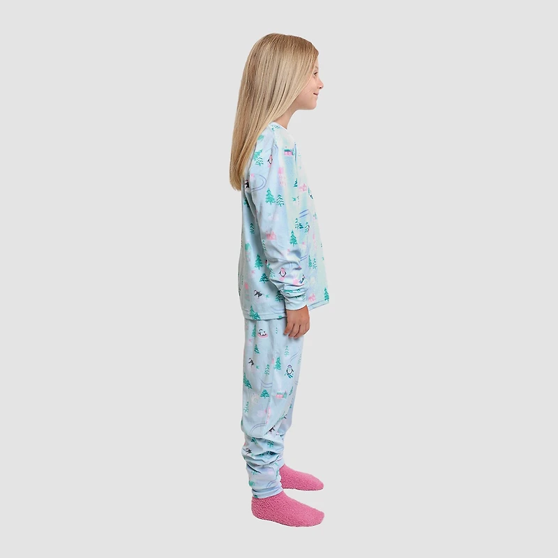 Dream Big Peace Out Little & Kid Girls Velour Crew Neck Long Sleeve 3-pc. Pajama Set