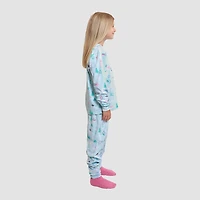Dream Big Peace Out Little & Kid Girls Velour Crew Neck Long Sleeve 3-pc. Pajama Set