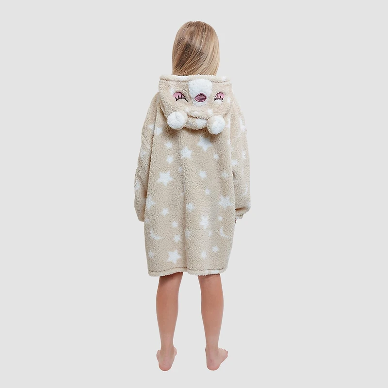Dream Big Peace Out Lounger Little & Kid Girls Plush Long Sleeve Hooded Nightgown