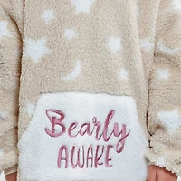 Dream Big Peace Out Lounger Little & Kid Girls Plush Long Sleeve Hooded Nightgown
