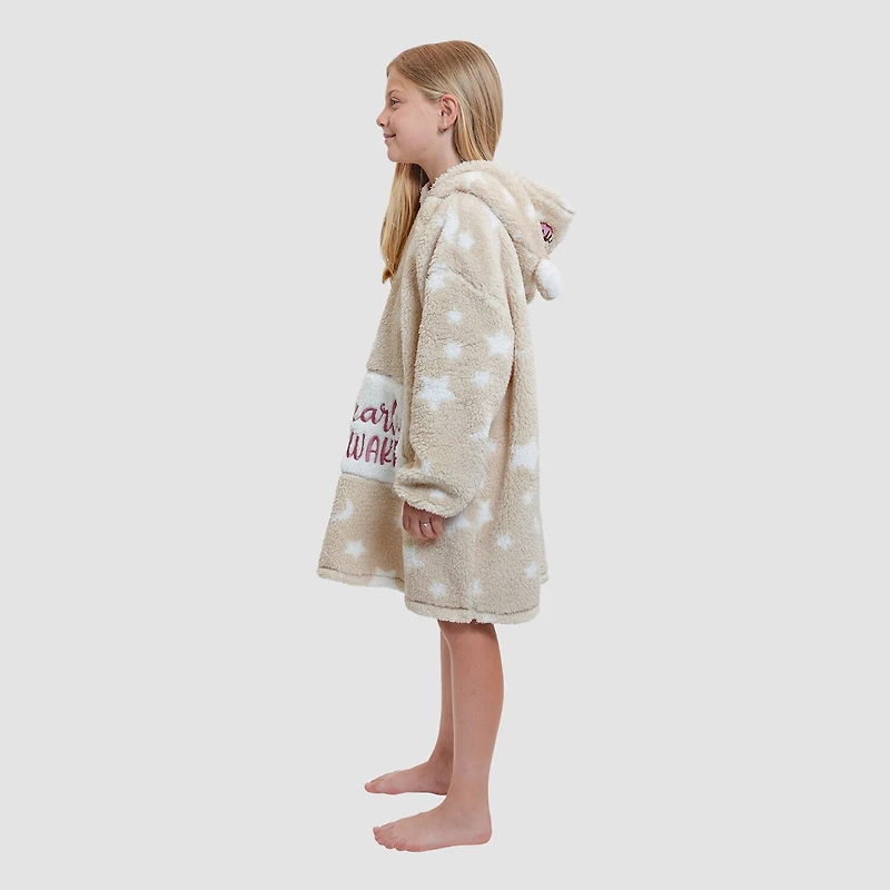 Dream Big Peace Out Lounger Little & Kid Girls Plush Long Sleeve Hooded Nightgown