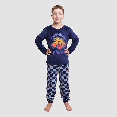 Dream Big Peace Out Little & Kid Boys Plush Crew Neck Long Sleeve 2-pc. Pajama Set