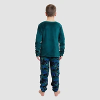 Dream Big Peace Out Little & Kid Boys Plush Crew Neck Long Sleeve 2-pc. Pajama Set