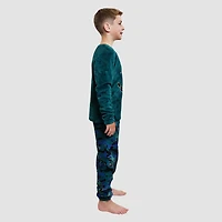 Dream Big Peace Out Little & Kid Boys Plush Crew Neck Long Sleeve 2-pc. Pajama Set