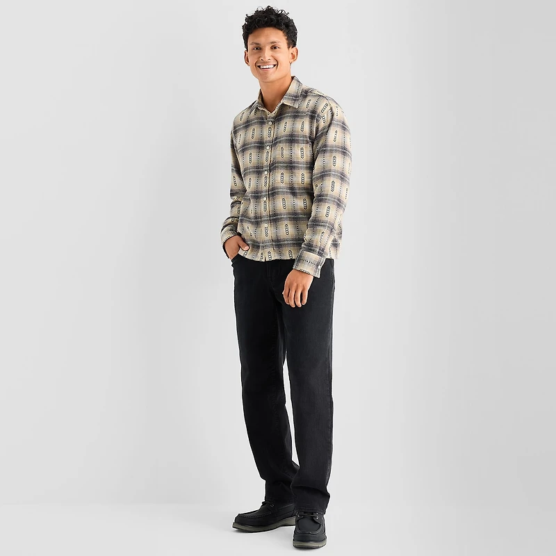 Arizona Mens Long Sleeve Boxy Fit Button-Down Shirt