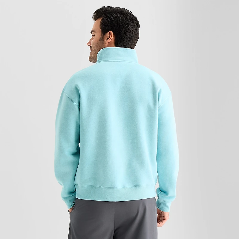 Xersion Quick Dry Cotton Blend Fleece Mens Mock Neck Long Sleeve Active Quarter-Zip Pullover