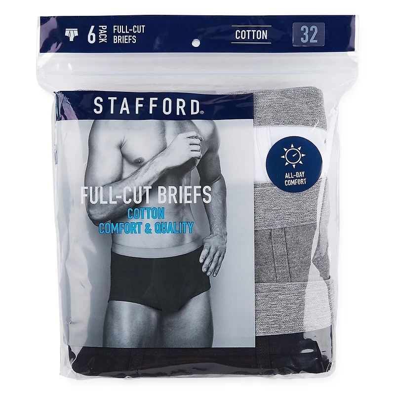 Stafford Full-Cut Mens Big and Tall 6 Pack Briefs 302852