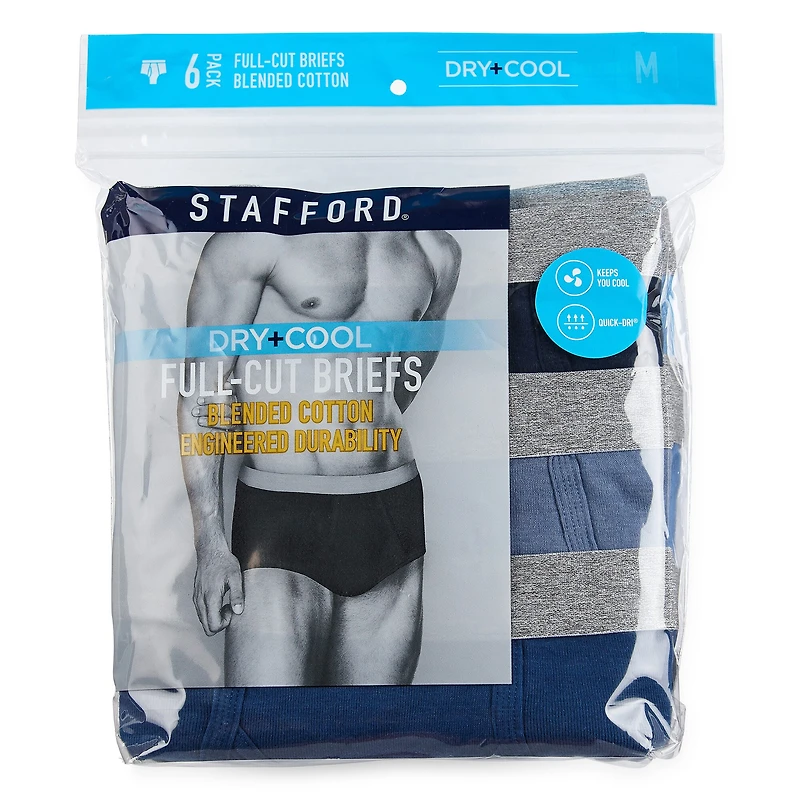 Stafford Dry + Cool Full-Cut Mens 6 Pack Briefs 302872