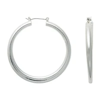 Bold Elements Silver Tone Tube Womens 80mm Hoop Earrings