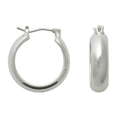 Bold Elements Silver Tone Thick Womens 22.3mm Hoop Earrings