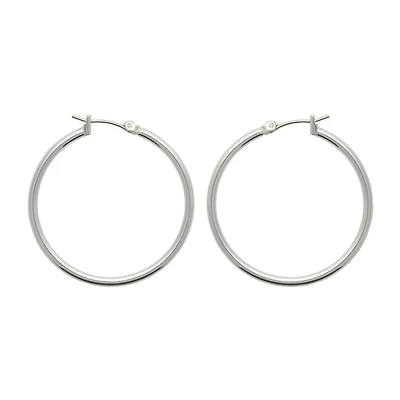 Bold Elements Thin Womens 35mm Hoop Earrings