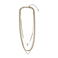 Bold Elements Silver Tone Three Row Womens 15 Inch Cable Chain Necklace