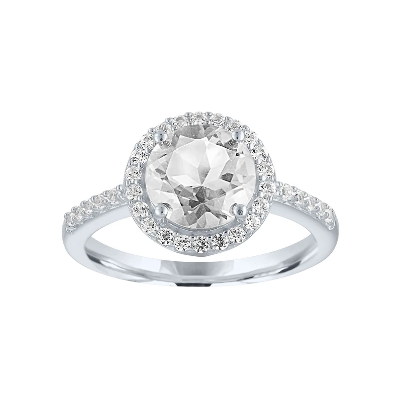 Womens Lab Created White Sapphire Sterling Silver Cocktail Ring