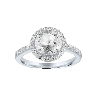 Womens Lab Created White Sapphire Sterling Silver Cocktail Ring