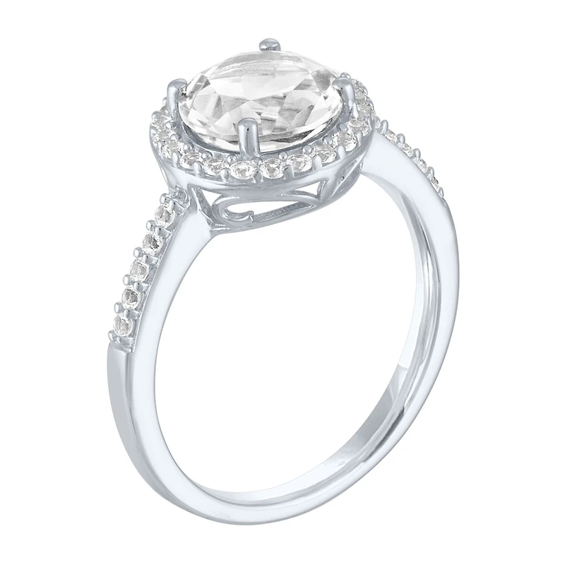Womens Lab Created White Sapphire Sterling Silver Cocktail Ring