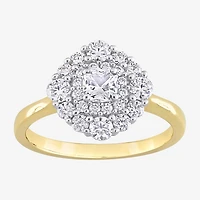 Womens 1 CT. T.W. Lab Created White Moissanite 10K Gold Cocktail Ring