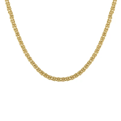 Unisex Adult 10K Gold 20 Inch Byzantine Chain Necklace