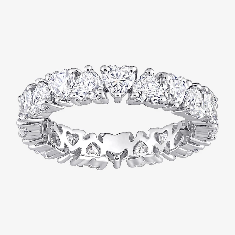 Womens 4MM 3 3/8 Ct. T.W. Lab Created White Moissanite Sterling Silver Heart Eternity Wedding Band