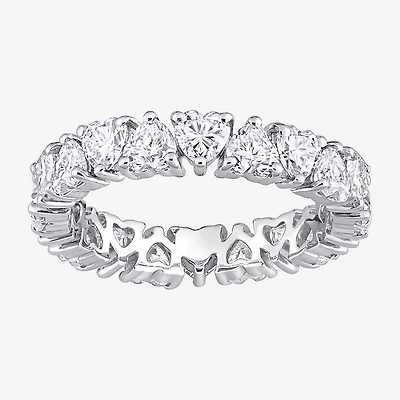 Womens 4MM 3 3/8 Ct. T.W. Lab Created White Moissanite Sterling Silver Heart Eternity Wedding Band