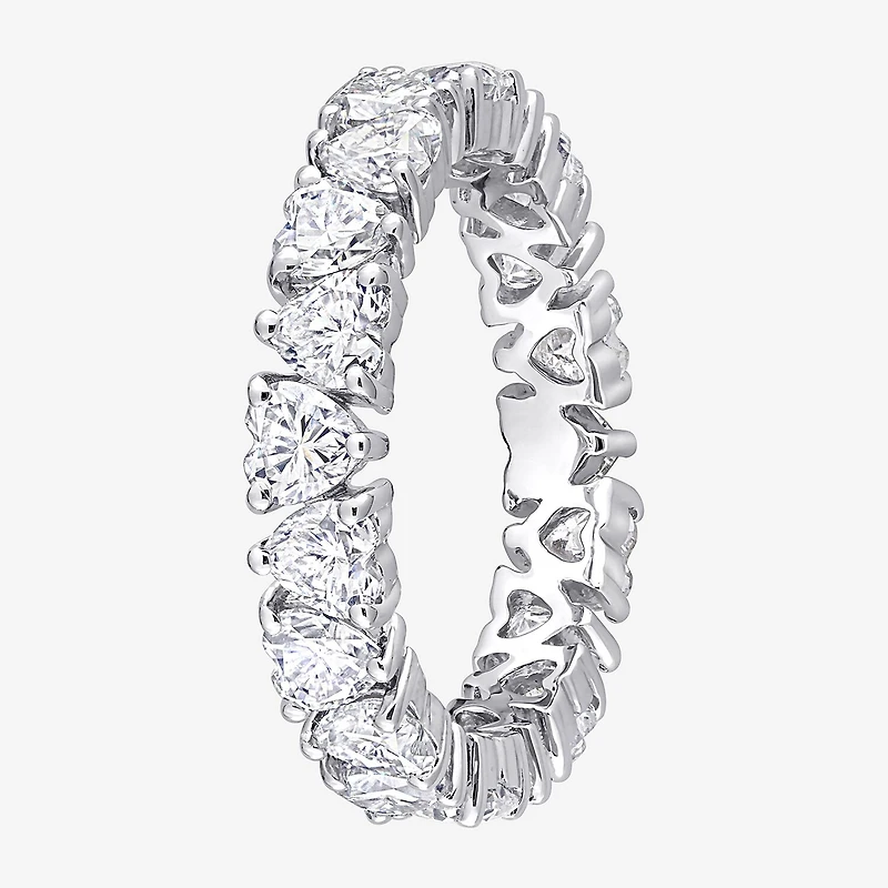 Womens 4MM 3 3/8 Ct. T.W. Lab Created White Moissanite Sterling Silver Heart Eternity Wedding Band