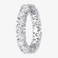 Womens 4MM 3 3/8 Ct. T.W. Lab Created White Moissanite Sterling Silver Heart Eternity Wedding Band