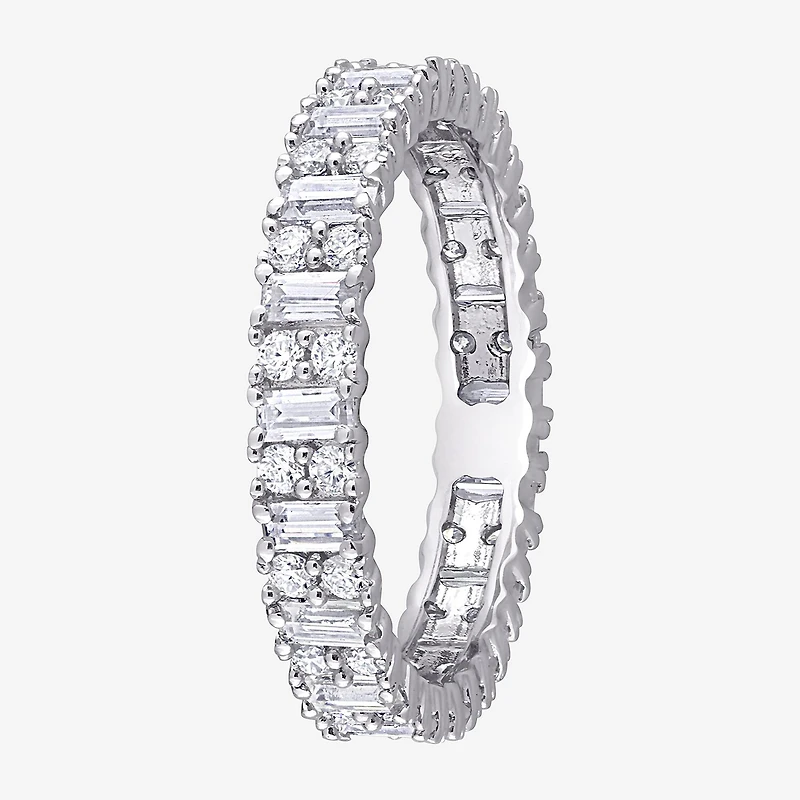 Womens 3.5MM 1 1/2 CT. T.W. Lab Created White Moissanite Sterling Silver Eternity Wedding Band