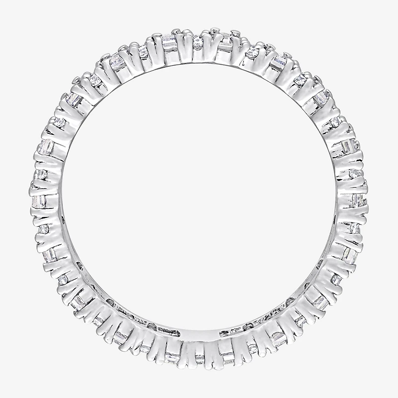 Womens 3.5MM 1 1/2 CT. T.W. Lab Created White Moissanite Sterling Silver Eternity Wedding Band