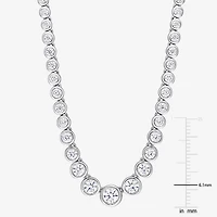 Womens White Moissanite Sterling Silver 17 Inch Tennis Necklace