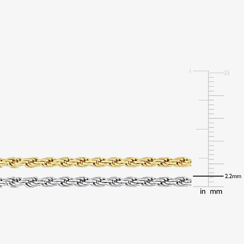 Womens 18K Two Tone Gold Over Silver 18 Inch Rope Chain Necklace