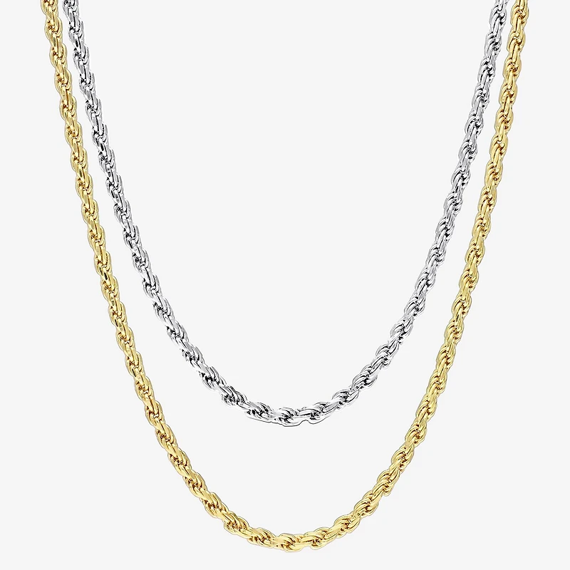 Womens 18K Two Tone Gold Over Silver 18 Inch Rope Chain Necklace