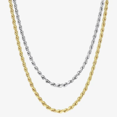 Womens 18K Two Tone Gold Over Silver 18 Inch Rope Chain Necklace