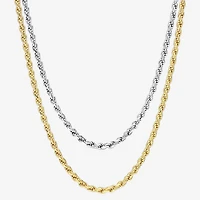 Womens 18K Two Tone Gold Over Silver 18 Inch Rope Chain Necklace