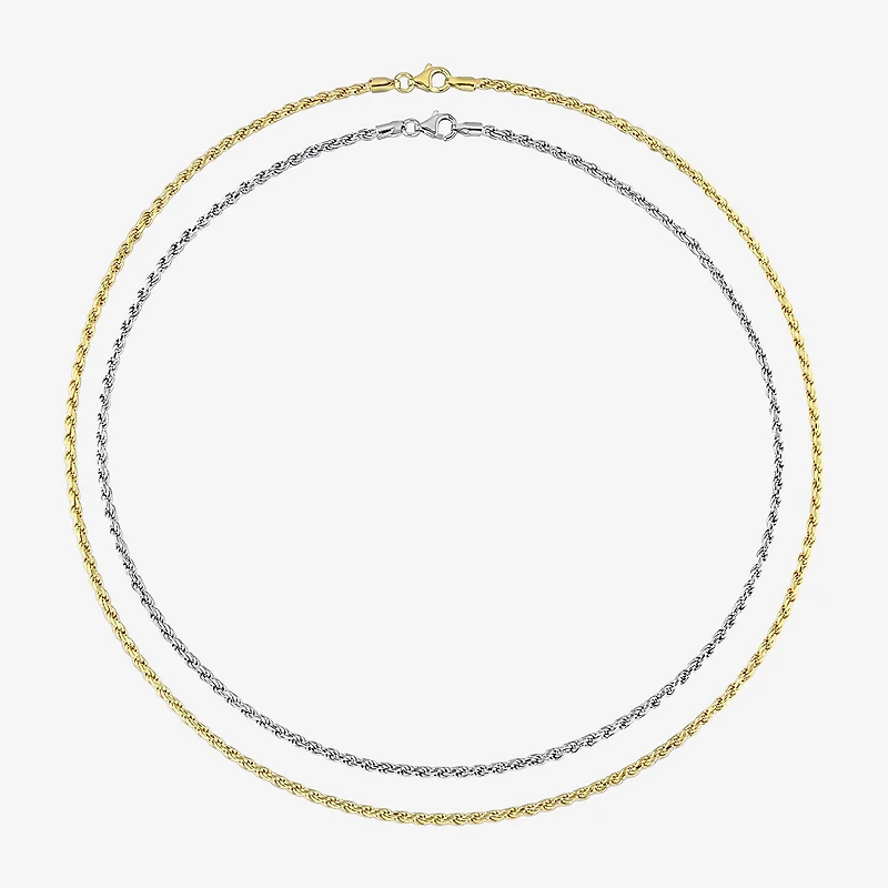 Womens 18K Two Tone Gold Over Silver 18 Inch Rope Chain Necklace