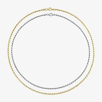 Womens 18K Two Tone Gold Over Silver 18 Inch Rope Chain Necklace