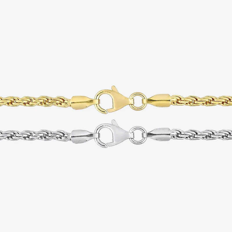 Womens 18K Two Tone Gold Over Silver 18 Inch Rope Chain Necklace