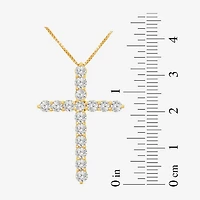 Womens 2 CT. T.W. Natural White Diamond 10K Gold Cross 18 Inch Pendant Necklace