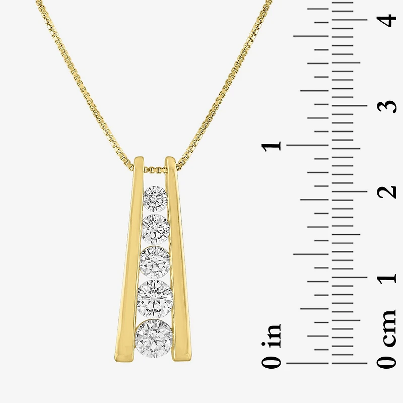 (G-H / SI2-I1) Womens 1 CT.T.W. Lab-Grown Diamond 10K White or Yellow Gold Pendant Necklace
