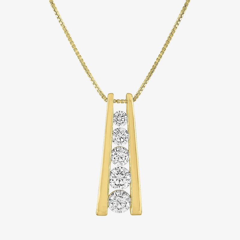 (G-H / SI2-I1) Womens 1 CT.T.W. Lab-Grown Diamond 10K White or Yellow Gold Pendant Necklace