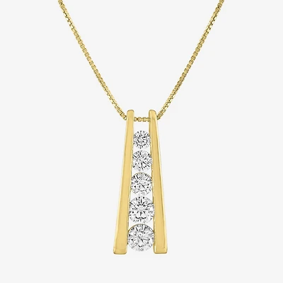 (G-H / SI2-I1) Womens 1 CT.T.W. Lab-Grown Diamond 10K White or Yellow Gold Pendant Necklace