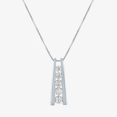 5-Stone Ladder Style (G-H / Si2-I1) Womens 1/3 CT. T.W. Lab Grown White Diamond 10K Gold 18 Inch Pendant Necklace