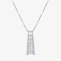 5-Stone Ladder Style (G-H / Si2-I1) Womens 1/3 CT. T.W. Lab Grown White Diamond 10K Gold 18 Inch Pendant Necklace