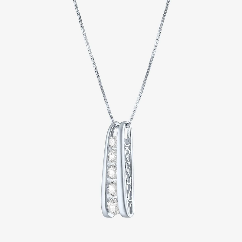 5-Stone Ladder Style (G-H / Si2-I1) Womens 1/3 CT. T.W. Lab Grown White Diamond 10K Gold 18 Inch Pendant Necklace